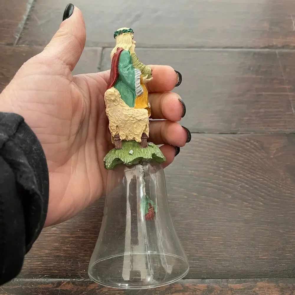 Christmas Thru The Ages Novelino Victorian Santa Bell Viking Glass Vintage 1992